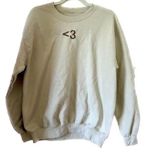 custom embroidered heart crewneck